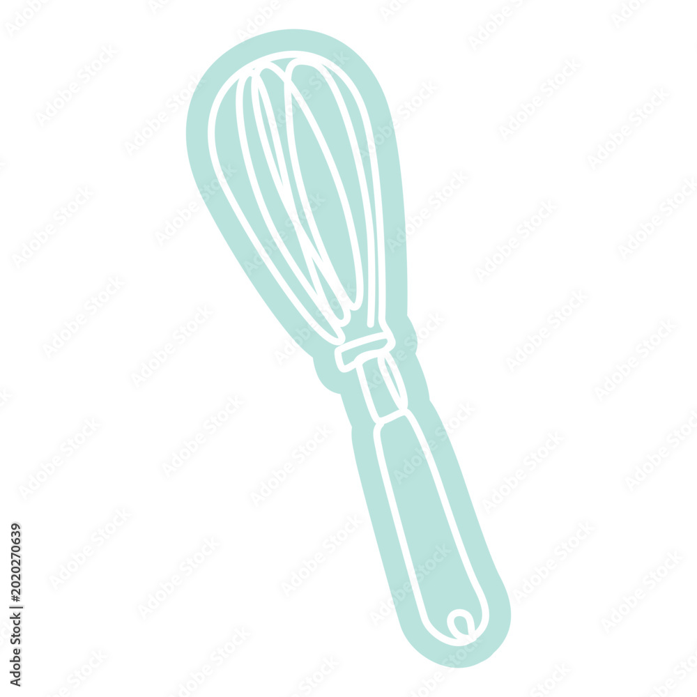 Fototapeta premium Continuous line blue whisk