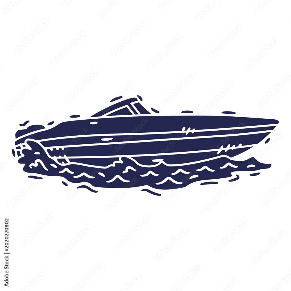 Εκτύπωση καμβά Speedboat navigating cut out detailed profile