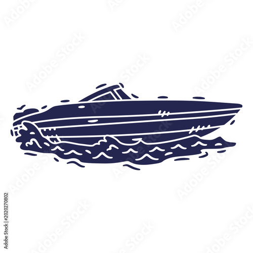 Εκτύπωση καμβά Speedboat navigating cut out detailed profile