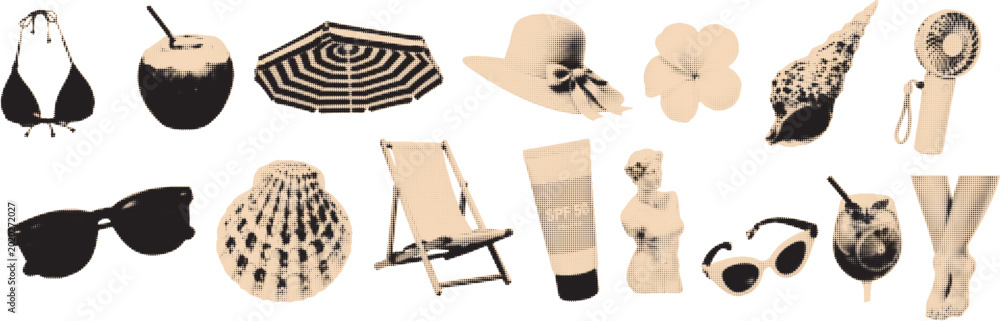 Fotografie Summer vacation collage cut outs set