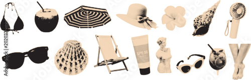 Fotografía Summer vacation collage cut outs set