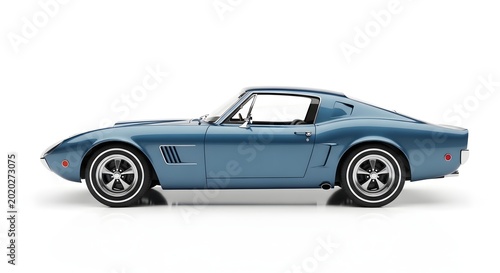 Classic Blue Sports Car Side View for Automotive Photography.