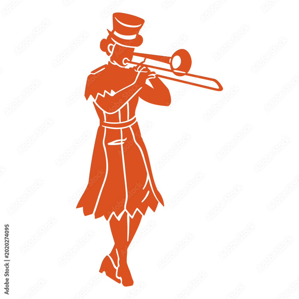 Fotografie Circus cut out orange trombonist