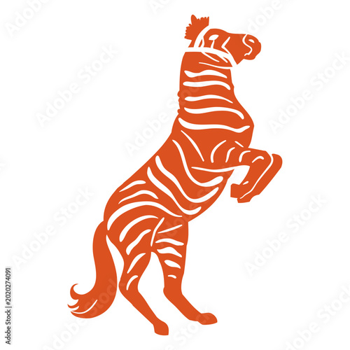 Photography Orange circus zebra on two legs