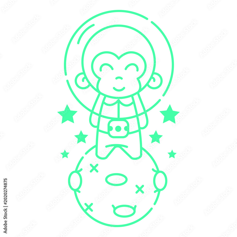 Photography Adorable monkey walking on the moon