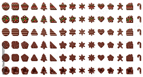 Chocolate shape on Christmas Day set. Vector illustration.