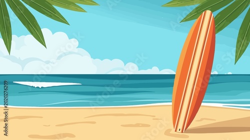 Template Surfboard  cartoon  element for banner  summer edition with flat design
