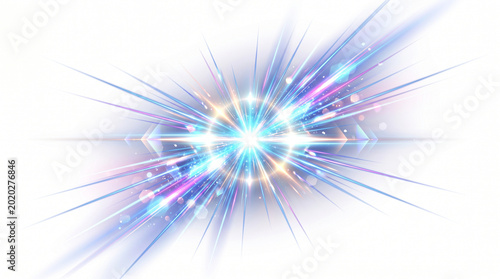 Photos Radiant burst of light rays exploding on white background