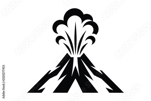 Foto Volcano erupting with black smoke and lava explosion illustration