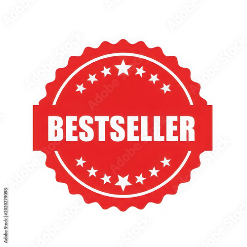 Red bestseller badge with gold text
