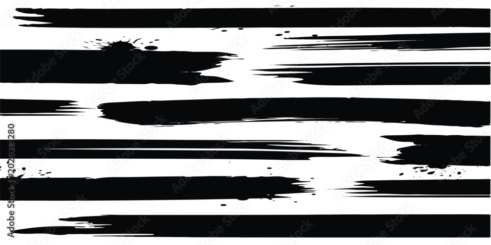 Fotografia Black grunge brush stroke set
