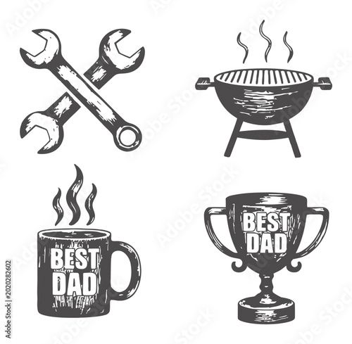 Father's Day Icon Set Vector Illustration