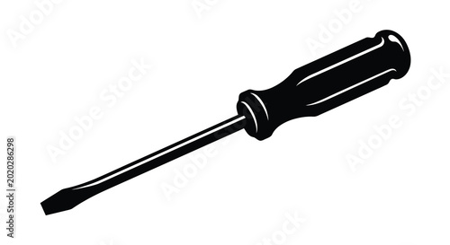 Photos Silhouette of a flathead screwdriver on white background