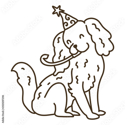 фотографія Adorable dog celebrating its birthday with a noisemaker