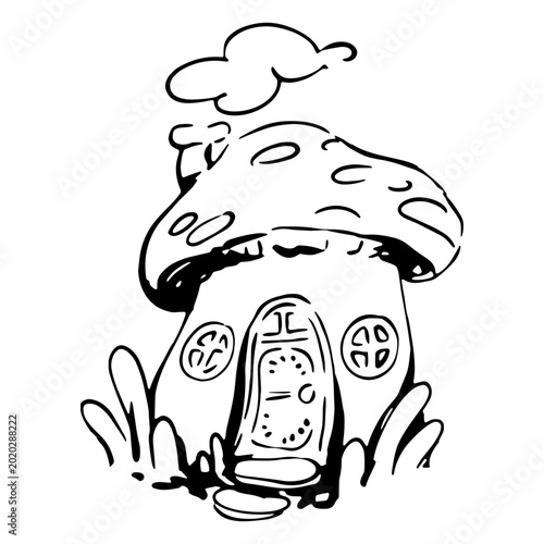 Fotografía Gnome's mushroom house in the woods