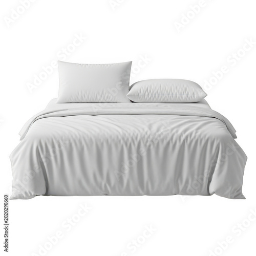 Elegant grey bed linens with white pillows on a neatly made bed