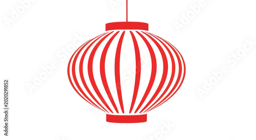 Vászonkép Red Striped Lantern Isolated on White Background