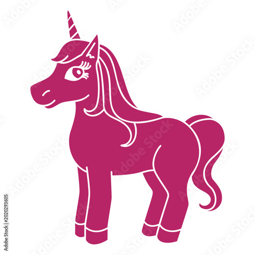 Canvas Print Playful pink unicorn illustration