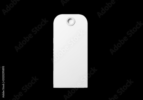 Minimalist white tag with small circular hole isolated on transparent background