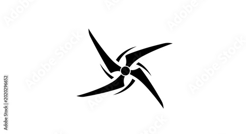 Black Abstract Shuriken Symbol Design.