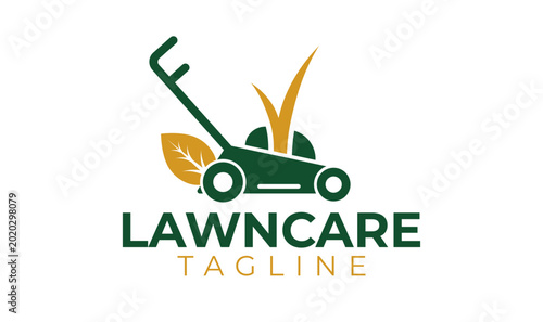 minimal flat lawncare logo template