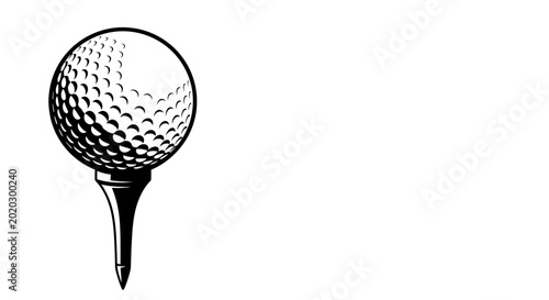 Golf ball on tee isolated on white background