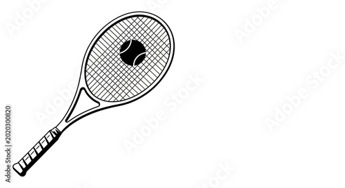 Tableau sur toile Tennis racket with ball illustration