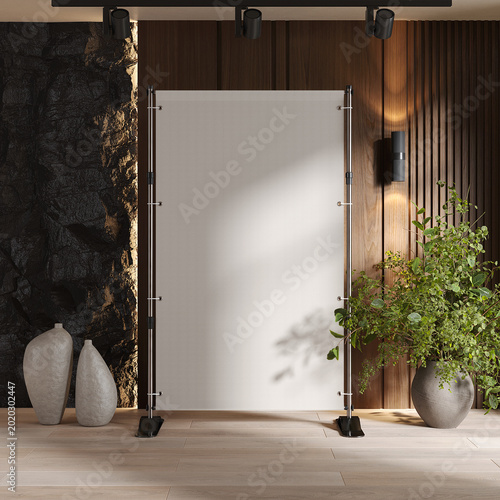 Quadro su tela Indoor telescopic event banner stand mockup. 3D rendering