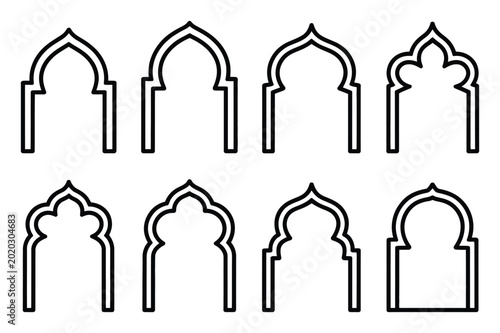 Collection of Islamic Arch Geometric and Decorative Outlines