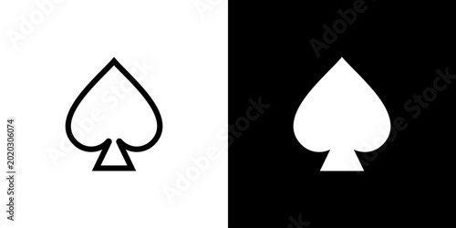 Schilderij op canvas Ace of Spades Casino Icon concept with flat Black White Background
