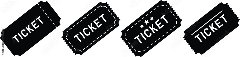 Fototapeta premium Set of four vintage style ticket icons with different decorative borders Vector