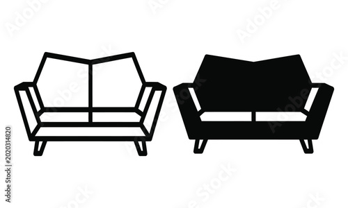 Art & Illustration Black leather office chair front and side view vector