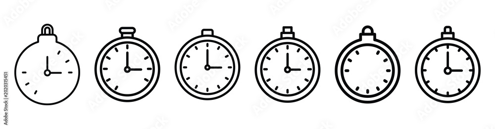 Naklejka premium christmas clock line web icon set. Christmas outline icons on white background.