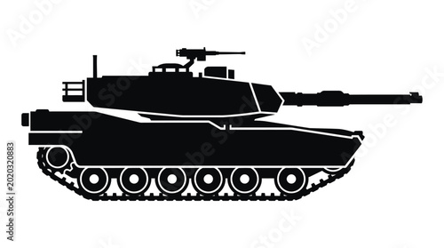 Tableau sur toile Tank silhouette on a white background silhouette