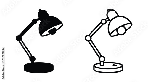 Fotografie Desk lamp silhouettes on a white background silhouette
