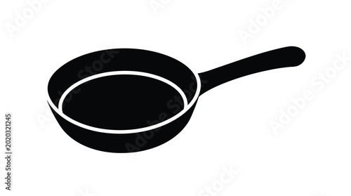 Cuadro en lienzo Frying pan silhouette on a white background