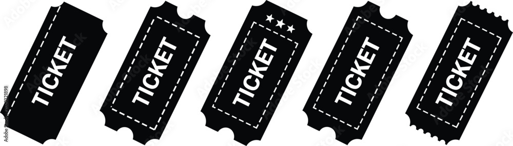 Fototapeta premium Set of vintage ticket icons with different styles and conditions Vector