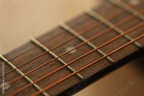 Obraz na płótnie acoustic guitar close up