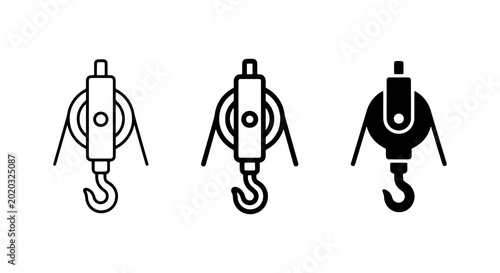 Photos Pulley System Icons, Lifting Mechanism Vector Graphics, Simple Hoist Equipment S