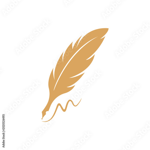 Feather quill design icon and logo illustration