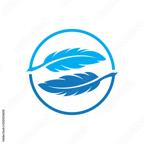 Feather quill design icon and logo illustration