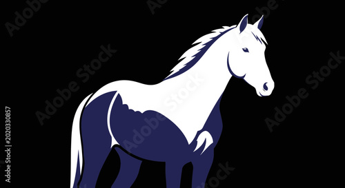 Bild auf Leinwand White Horse Silhouette Side View.