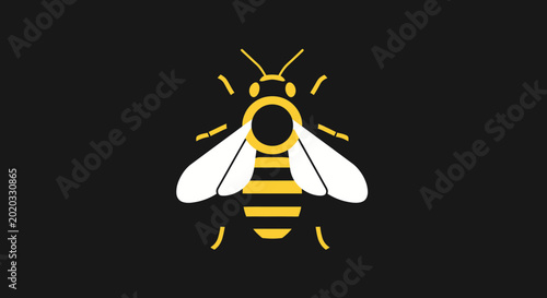 Photos Yellow and black striped flying bee.