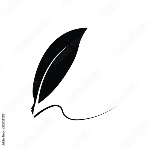 Feather quill design icon and logo illustration