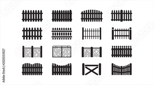 Decorative and security fence vector illustration bundle