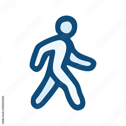 Foto Blue Silhouette Human Figure Walking Motion Icon Abstract Symbol Representing Mo