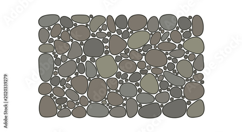 Fotografie Organic rock pattern with various grey stones and pebbles vector background for architectural design