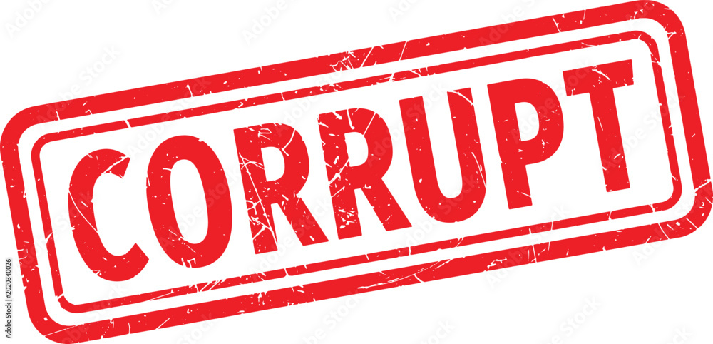 Schilderij op canvas CORRUPT red rubber stamp text