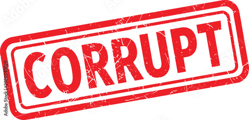 Tableau sur toile CORRUPT red rubber stamp text