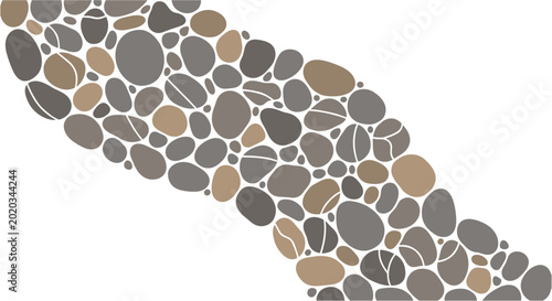 Tableau sur toile River stone background, smooth pebbles in earth tones, natural rock texture vector